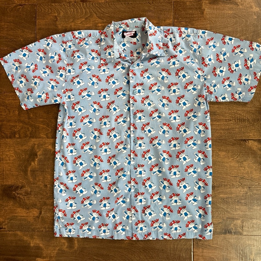 Hawaiian Punch VTG Short Sleeve Collared Hawaiian Shirt Blue